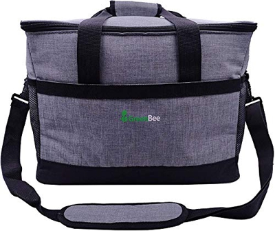 GreenBee - Bolsa Térmica 30L con Bolsillos de Maya en Ambos Lados y un Bolsillo Frontal. Gran Capacidad Porta Alimentos, Picnic, Camping, Fiesta, Excu