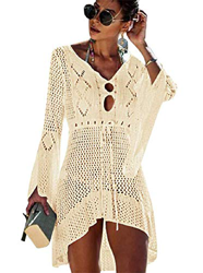 EDOTON Traje de Baño, Vestido de baño de Bikini con Encaje de Crochet y Espalda Abierta de Mujer (D- Beige) precio