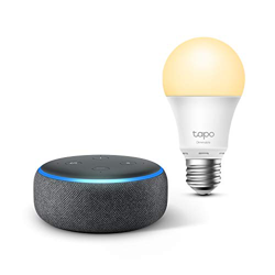 Echo Dot (3.ª generación), Tela de color antracita + TP-Link Tapo Bombilla Inteligente (E27), compatible con Alexa características