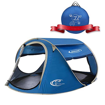 ZOMAKE Plegable Tienda de Playa para 3-4 Personas, Portatil Pop Up Tienda de Playa para Bebé Protección Solar Anti UV 50+(Azul)