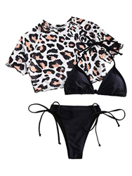 ZAFUL Conjunto de bikini para mujer con cuello en U, parte superior de malla de 3 piezas Negro S precio
