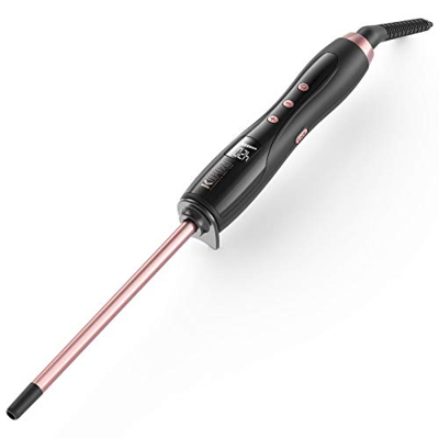 Kipozi Rizador De Pelo Fino, Plancha Rizadora De 9 Mm Con Cuerpo De CeráMica, Pinzas rizadoras PequeñO Con Temperatura Ajustable, Guante Resistente Al