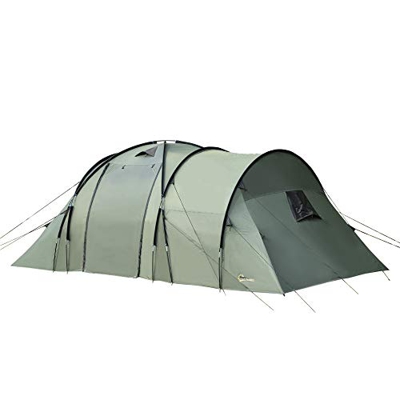 Outsunny Tienda de Campaña para 5 Personas Impermeable 2000mm con 4 Ventanas Vestíbulo y 2 Habitaciones para Camping Acampada Senderismo 580x260x200 c