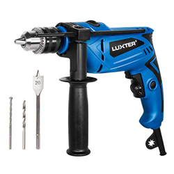 Taladro de impacto LUXTER (750 W, 2 engranajes, capacidad de perforación Ø madera 25 mm, hormigón 13 mm, metal 13 mm, portabrocas con llave de 13 mm,  características