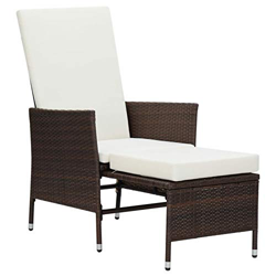Festnight Sillón Reclinable de Jardín | Tumbonas Jardin Exterior con Cojines Ratán Sintético Marrón en oferta