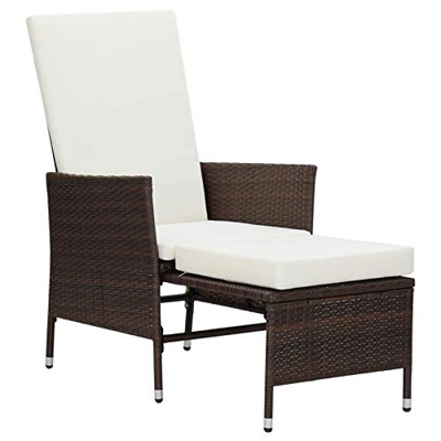Festnight Sillón Reclinable de Jardín | Tumbonas Jardin Exterior con Cojines Ratán Sintético Marrón