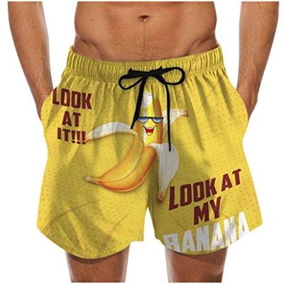 Bañador divertido para hombre SUNFANY con diseño de My Banana, estampado en 3D retro, de secado rápido, para la playa, tallas S-5XL amarillo XL