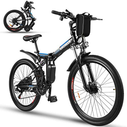 ANCHEER Bicicleta Electrica Plegable, Bicicletas Plegables Adulto 26 Pulgadas, E-Bike de Montaña, Motor de 350 W, Batería de 36V / 8Ah, 21 Engranaje d en oferta