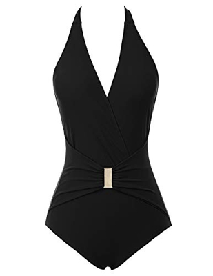 Bañador de Mujer Bikini Ropa de Baño de Una Pieza Negro M CL010979-4