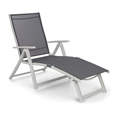 Blumfeldt Pomporto Lounge - Tumbona para exterior, Superficie 173,5 x 51 cm, Respaldo ajustable 7 niveles, Superficie hidrófuga, ComfortMesh, Plegable