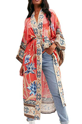 AiJump Vestido de Playa Floral Kimono para Bañador Pareos Camisa Larga de Verano Cover Ups para Mujer características