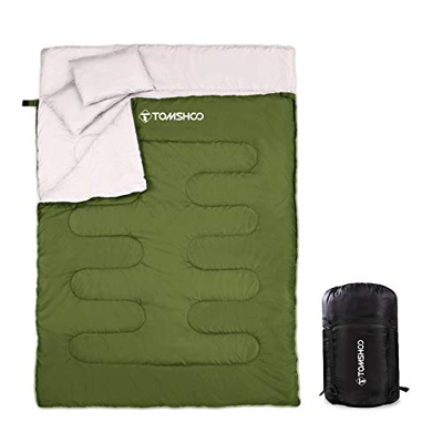 TOMSHOO Saco de Dormir Doble Adulto Acampada, Saco de Dormir Rectangular Convierte en 2 Sacos Individuales, para Camping, Excursiones y Actividades al
