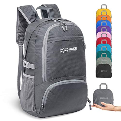 ZOMAKE 30L Ligera Mochila Plegable de Senderismo Excursión Deportes, Mochilas Pequeña Impermeable para Mujer Hombre Viaje(Gris Oscuro)