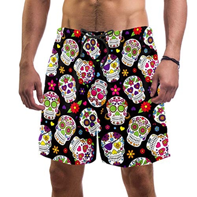 LORVIES - Bañador de calavera de azúcar para hombre, secado rápido, talla L multicolor M