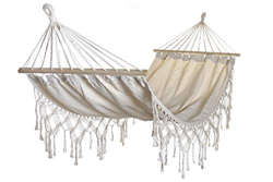 NAUTICALMANIA Hamaca Colgante Exterior Algodón-Poliéster 200x100cm 300grs. Color Crudo con Flecos precio