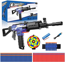 Pistola de Juguete Eléctrica con Clip de 12 Dardos, Nerf Pistola Grande Automático + 100 Dardos Espuma + Objetivo + Batería Recargable USB, 3 Modos de precio