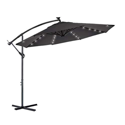 Aufun Sombrilla Jardin de Aluminio con iluminación LED Solar Ø300 cm Sombrilla Parasol con Manivela, protección UV 40+, Excéntrico Cantilever para bal precio