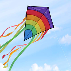 Homegoo Gran Kite Cometa para Adultos, Easy Flyer Cometas Arcoiris Volando al Aire Libre fácilmente con Vientos Fuertes o Ligeros, 74x65cm en oferta