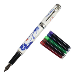 Gullor Jinhao 950 Azul y Blanco Porcelana Lotus con caja de regalo y los cartuchos de tinta precio