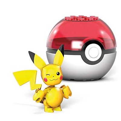 Mega Construx- Pokémon Pikachu Poké Ball y Figura para Construir, 16 Piezas, Multicolor (Mattel GVK60)