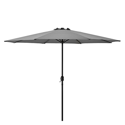 [casa.pro] Sombrilla Ø 300cm [gris] con manivela parasol para jardín, terraza, balcón patio