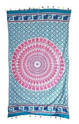 Goodforgoods Pareo Toalla Grande Playa Piscina para Mujer, Chica, Señora, Medidas 180x100 cm XXL con Mandala, Unicornio, Turquesa, Azul,Verde. (Multic