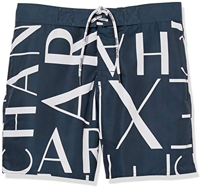 Armani Exchange Lettering Game Bañador, Azul (BLU Navy/Bianco - Blue Navy/White 18535), XX-Large para Hombre