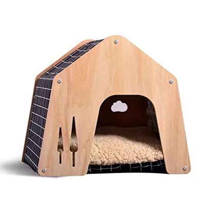 Casa de Madera para Perros con Cubierta de Tela I Casa para Perros para el Interior y el Exterior I Resistente a la Intemperie y a los arañazos I Vari
