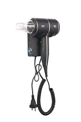 Secador de pelo QIANLI 1800-2000vatios con Iones y Thermo Protect Hotel con Soporte de pared y Toma USB Motor Silencioso de larga duración Cromado/Neg