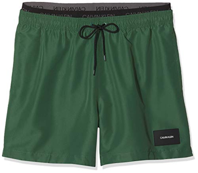 Calvin Klein Medium Double WB Bañador, Verde (Dark Green LC0), XL para Hombre