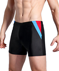 WHCREAT Bañador de Natación para Hombre Pantalones Cortos Protección UV Resistente al Cloro, Rojo/Azul L precio