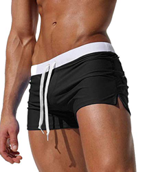 EDOTON Bañador para Hombre, Pantalones Cortos Impermeables Pantalones Cortos de Surf Pantalones de Natación (EU M/Tag L, Negro) precio