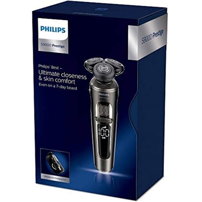 Philips Serie 9000 Prestige SP9863/14 - Afeitadora eléctrica para hombre con bandeja de carga Qi, sensor de densidad de barba, 3 modos, seco/húmedo, c