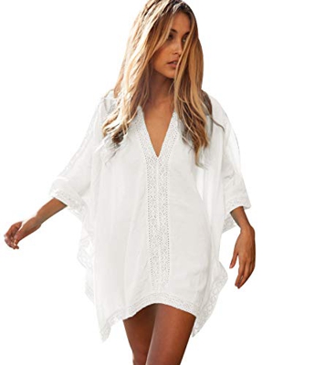 Vestidos de Playa Pareos Playeros Cuello V Boho Vestido Playa Mujer Kaftan Caftanes Bluson Tunica Blusas Playa Piscina Ropa de Baño Playero Ropa de Pl