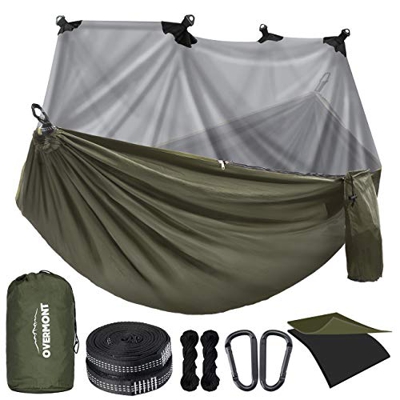 Overmont Hamaca Camping Viaje Dobles Capas Máx 400kg Capacidad de Carga (280x185cm) Nylon Paracaídas Hamaca Interior Exterior Patio Beach Senderismo (