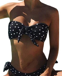 UMIPUBO Bikini Mujer Dos Piezas Ropa con Estampado de Lunares Push-Up Traje de baño con Lazo Acolchado Conjunto de Bikini de Playa Acolchado Bañador ( en oferta