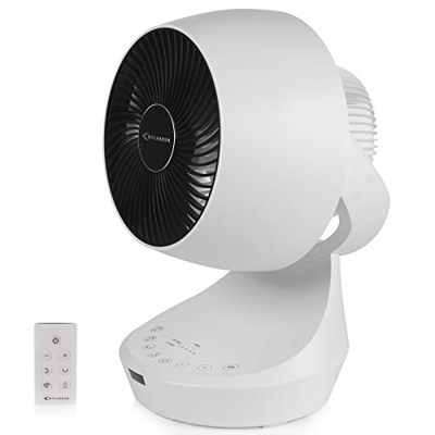 MYCARBON Ventilador silencioso 20dB, Ventilador de Mesa 1800m³/h, 18W Motor DC, 13 Velocidades, Turbo Potente, Control Remoto, Timer 8h
