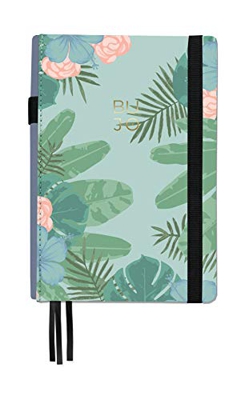 Libreta Bullet Journal Tropical/Libreta Punteada- 14,5 x 21 cm- Encuadernación Suisse- Tapa Dura en Tela- 188 Páginas en Papel Premium (verde)