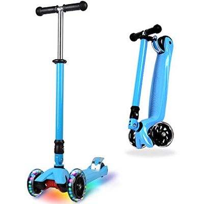 IMMEK Patinete Niño Plegable 3 Ruedas Scooter para 3 a 14 Años de Niño y Niña Juguetes y Regalos, Ajustable Altura con Tres Luz LED Luces Iluminadas R