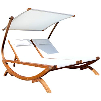 Doble - baño de Sol Tulum Extra Ancho para 2 Personas con Ajustable Techo de Madera de alerce de AS-S