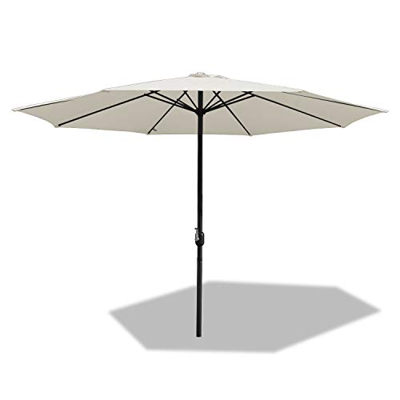 BMOT Sombrilla de Aluminio Ø 300 cm Parasol con manivela Parasol para terraza jardín Playa balcón, Beige