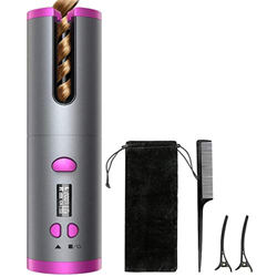 Anself Rizador Pelo, Rizador de Pelo Automático USB, Rizador de Cerámica Giratorio Portátil, Inalámbrico, Recargable Rosa Roja características