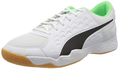 PUMA Auriz, Zapatillas de Fútbol Hombre, Blanco White Black/Elektro Green/Gum, 46 EU