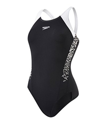 Speedo Women Boom Splice Muscleback Swimsuit - Black/White, 34 características