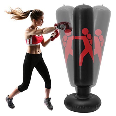 Saco de Boxeo de pie Hinchable para Suelo 160 cm Saco de Boxeo rellenable para Adultos y niños Saco de Arena para Fitness Independiente Adecuado para 