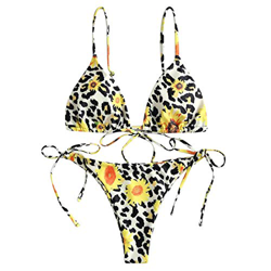 Honestyi Bikinis Mujer Push Up Conjunto BañAdor Sexy Bikinis BrasileñOs Tanga De Tiro Bajo Traje De BañO De Estampado Leopardo Ropa De Playa en oferta