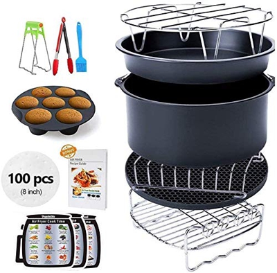 Accesorios para freidoras de aire, 8 Inch Kit De Accesorios De La Freidora De Aire,(10 juegos + 20 libro de recetas) Para Todas Las Marcas De Freidora