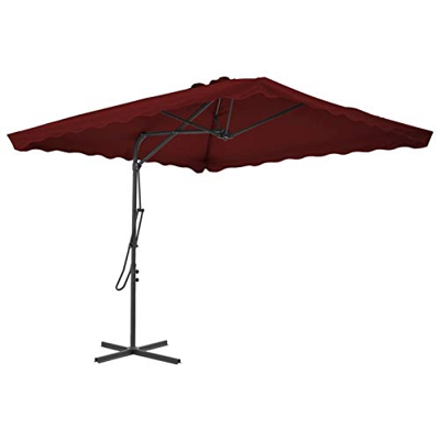 Tidyard Sombrilla de Jardín con Palo Sombrilla Jardín Patio Exterior Sombrilla Parasol para Terraza Playa Piscina Acero Rojo Burdeos 250x250x230 cm