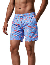 MaaMgic Hombre Bañador de Playa Ropa de Baño Short de Natación Tropical Vacaciones y Viajes en Verano con Bolsillos Azul Flamenco M en oferta