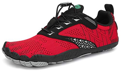 SAGUARO Hombre Mujer Barefoot Zapatillas de Trail Running Zapatos Minimalista de Deporte Cómodas Ligeras Calzado de Correr en Montaña, Rojo Cereza 42 